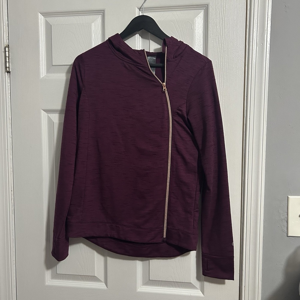 C9 Champion Girls XL (14-16) Asymmetrical Zip Fleece Hoodie Heathered Maroon